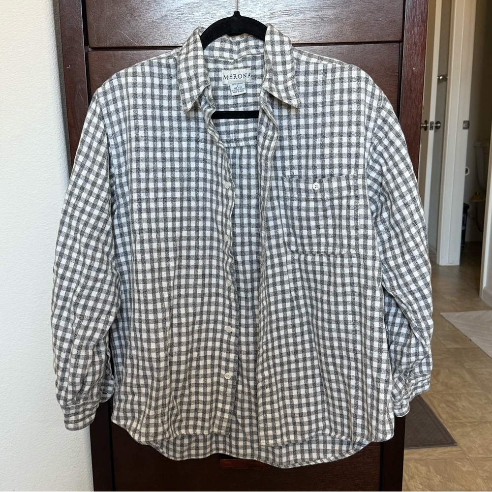 Vintage Merona Grey Gingham Flannel